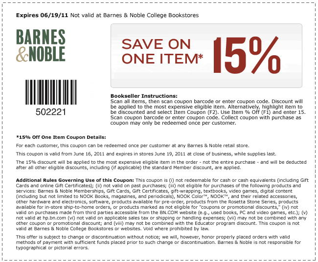 Free Barnes And Noble Coupons Printable Printable Templates